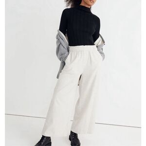 Madewell Pants Medium Melange Grey Corduroy Pull-On Wide-Leg High-Rise Flowy